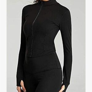 BRAND NEW! Black Long Sleeve Zip-Up Top